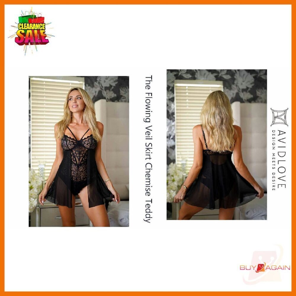 Floral Lace Babydoll Lingerie Snap Crotch Chemise Nightgown Women's - Picture 7 of 8